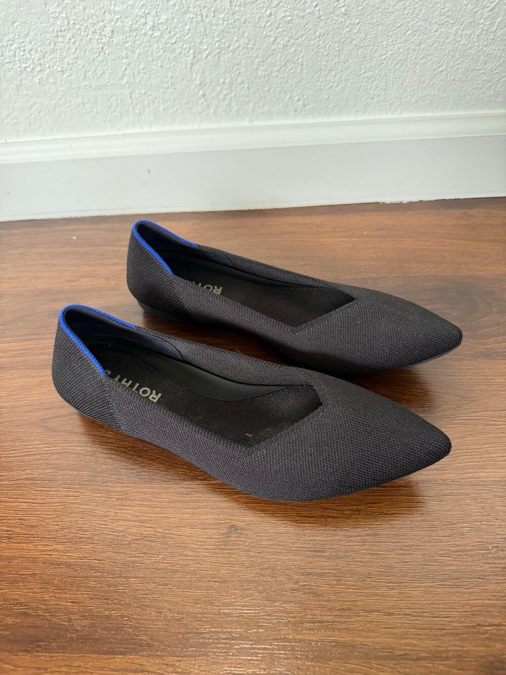 Rothy’s The Point Toe Ballet Flats Black Sz 8.5 Minimalist Career Office Work